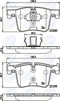 COMLINE CBP02149 - Lado de montaje: Eje trasero<br>Suspensión: para vehículos sin técnica M<br>Frenos: para vehículos con freno reforzado<br>Espesor [mm]: 17,5<br>Longitud [mm]: 122,9<br>Ancho [mm]: 57,2<br>Contacto avisador de desgaste: excl. contacto de avisador de desgaste<br>Sistema de frenos: ATE<br>Longitud 2 [mm]: 123,8<br>Ancho 2 [mm]: 59<br>Número de WVA: 25514<br>Número de WVA: 25515<br>