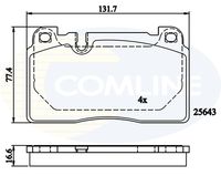 COMLINE CBP02302 - Lado de montaje: Eje trasero<br>Número de PR: 1KP<br>Número de PR: 1KW<br>Espesor [mm]: 17,2<br>Longitud [mm]: 116<br>Ancho [mm]: 58,8<br>Contacto avisador de desgaste: excl. contacto de avisador de desgaste<br>Sistema de frenos: Lucas <br>Número de WVA: 24606<br>