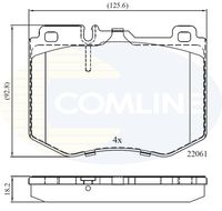 COMLINE CBP02348 - año construcción desde: 06/2018<br>Lado de montaje: Eje trasero<br>Espesor [mm]: 16<br>Longitud [mm]: 122,2<br>Contacto avisador de desgaste: excl. contacto de avisador de desgaste<br>Sistema de frenos: Teves <br>Ancho 1 [mm]: 56<br>Ancho 2 [mm]: 61,8<br>Número de WVA: 25353<br>Número de WVA: 25354<br>