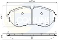 COMLINE CBP02528 - Lado de montaje: Eje delantero<br>para diámetro disco de freno [mm]: 303<br>Número de PR: 1LB<br>Espesor [mm]: 21<br>Longitud [mm]: 177,4<br>Contacto avisador de desgaste: preparado para indicador desgaste<br>Ancho 1 [mm]: 70,8<br>Número de WVA: 22178<br>