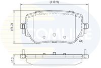 COMLINE CBP02765 - Longitud [mm]: 135,3<br>Altura [mm]: 69<br>Altura 2 [mm]: 74,5<br>Espesor [mm]: 19,7<br>Lado de montaje: Eje delantero<br>Número de WVA: 22942<br>Número de WVA: 22943<br>