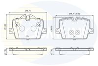 COMLINE CBP02865 - Lado de montaje: Eje trasero<br>Suspensión: para vehículos con técnica M<br>para diámetro disco de freno [mm]: 345<br>Equipamiento de vehículo 2: para vehículos con paquete deportivo M<br>Espesor [mm]: 16,8<br>Longitud [mm]: 110,7<br>Contacto avisador de desgaste: preparado para indicador desgaste<br>Ancho 1 [mm]: 73,2<br>Ancho 2 [mm]: 65,9<br>Número de WVA: 21474<br>