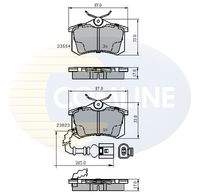 COMLINE CBP2797 - año construcción desde: 07/2003<br>año construcción hasta: 04/2007<br>Lado de montaje: Eje delantero<br>Número de PR: 1ZM<br>Número de PR: 1ZP<br>Espesor [mm]: 19,5<br>Longitud [mm]: 146<br>Ancho [mm]: 54,8<br>Contacto avisador de desgaste: con contacto de aviso de desgaste incorporado<br>Pastilla de freno: con borde biselado<br>Sistema de frenos: Teves <br>Número de WVA: 23130<br>Número de WVA: 23131<br>Número de WVA: 23187<br>