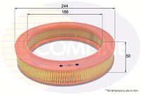 COMLINE EAF002 - año construcción desde: 11/1983<br>Altura [mm]: 50<br>Diámetro interior [mm]: 185<br>Diámetro exterior [mm]: 241<br>Tipo de envase: caja<br>Tipo de filtro: Cartucho filtrante<br>long. de embalaje [cm]: 30<br>Ancho de embalaje [cm]: 30<br>h embalaje [cm]: 6,5<br>