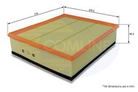 COMLINE EAF260 - Longitud [mm]: 315<br>Ancho [mm]: 277<br>Altura [mm]: 70<br>Peso [kg]: 0,60<br>Forma: rectangular<br>Tipo de filtro: Cartucho filtrante<br>