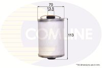 COMLINE EFF102 - Altura [mm]: 115<br>Diámetro interior [mm]: 13,3<br>Diámetro exterior [mm]: 70<br>Diám. int. 1 [mm]: 13,3<br>Tipo de filtro: Cartucho filtrante<br>