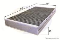 COMLINE EKF116A - Longitud [mm]: 332<br>Ancho [mm]: 164<br>Altura [mm]: 30<br>Peso [kg]: 0,15<br>Tipo de filtro: Filtro antipolen<br>Versión con carbón activo (art. n.º): EKF116A<br>