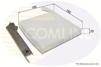 COMLINE EKF183 - Longitud [mm]: 183<br>Ancho [mm]: 181<br>Altura [mm]: 27<br>Tipo de envase: caja<br>Tipo de filtro: con efecto bactericida<br>long. de embalaje [cm]: 29,4<br>Ancho de embalaje [cm]: 23,2<br>h embalaje [cm]: 7,4<br>