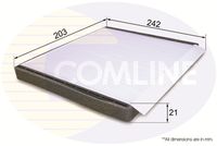 COMLINE EKF203 - Longitud [mm]: 240<br>Ancho [mm]: 196<br>Altura [mm]: 20<br>Tipo de envase: caja<br>Tipo de filtro: Filtro de carbón activado<br>