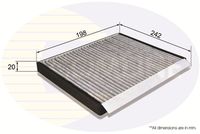 COMLINE EKF203A - Longitud [mm]: 242<br>Ancho [mm]: 203<br>Altura [mm]: 21<br>Tipo de filtro: Filtro antipolen<br>Versión con carbón activo (art. n.º): EKF203A<br>