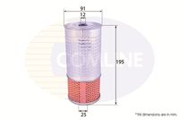 COMLINE EOF129 - Altura [mm]: 196<br>Diámetro interior [mm]: 11,4<br>Diámetro interior [mm]: 11,5<br>Diámetro exterior [mm]: 90<br>Diámetro exterior 1 [mm]: 92<br>Diám. int. 1 [mm]: 24<br>Tipo de filtro: Cartucho filtrante<br>