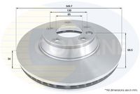 COMLINE ADC1474V - Lado de montaje: Eje delantero, izquierda<br>Altura [mm]: 68,5<br>Tipo de disco de frenos: ventilación interna<br>Espesor de disco de frenos [mm]: 34<br>Espesor mínimo [mm]: 32<br>Número de taladros: 1<br>Diámetro exterior [mm]: 350<br>Número de orificios: 5<br>Diámetro de centrado [mm]: 85<br>corona de agujeros - Ø [mm]: 130<br>Superficie: revestido<br>Referencia artículo par: ADC1474V<br>