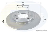 COMLINE ADC1512 - Lado de montaje: Eje delantero<br>Altura [mm]: 34,2<br>Tipo de disco de frenos: ventilación interna<br>Espesor de disco de frenos [mm]: 20,5<br>Espesor mínimo [mm]: 18,5<br>Número de taladros: 2<br>Diámetro exterior [mm]: 247<br>Número de orificios: 4<br>Diámetro de centrado [mm]: 66,1<br>corona de agujeros - Ø [mm]: 108<br>Superficie: revestido<br>