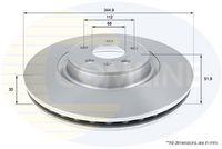 COMLINE ADC2612V - Lado de montaje: Eje delantero<br>Número de PR: 1LL<br>Altura [mm]: 52,1<br>Tipo de disco de frenos: ventilación interna<br>Espesor de disco de frenos [mm]: 34<br>Espesor mínimo [mm]: 31,5<br>Número de taladros: 1<br>Diámetro exterior [mm]: 356<br>Número de orificios: 5<br>Diámetro de centrado [mm]: 68<br>corona de agujeros - Ø [mm]: 112<br>Superficie: revestido<br>