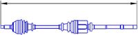 GSP 210250 - Lado de montaje: Eje delantero, derecha<br>Longitud [mm]: 864<br>Dentado exterior, lado de rueda: 25<br>Dentado exterior, lado de diferencial: 24<br>Dentado interno, lado de rueda: 34<br>