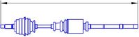 GSP 210090 - Clase de caja de cambios: Caja de cambios manual<br>Tipo de vehículo: BE1/3<br>Lado de montaje: Eje delantero, derecha<br>Longitud [mm]: 872<br>Dentado exterior, lado de rueda: 25<br>Dentado exterior, lado de diferencial: 24<br>