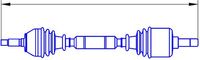 GSP 210250 - Lado de montaje: Eje delantero, derecha<br>Longitud [mm]: 864<br>Dentado exterior, lado de rueda: 25<br>Dentado exterior, lado de diferencial: 24<br>Dentado interno, lado de rueda: 34<br>