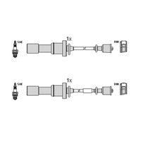 FAE 85393 - Material: Silicona<br>Cable de encendido: con supresión de interferencias<br>Longitud 1 [mm]: 450<br>Longitud 2 [mm]: 270<br>Cantidad líneas: 2<br>Diámetro cable [mm]: 7<br>