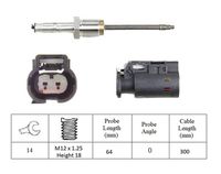 LUCAS LGS7236 - Sistema de escape: antes de filtro de partículos<br>Peso [kg]: 0,062<br>Medida de rosca: M12 x 1.25<br>Ancho de llave: 14<br>Longitud de cable [mm]: 310<br>Número de enchufes de contacto: 2<br>Profundidad de montaje [mm]: 40<br>Color de carcasa: gris<br>Forma del enchufe: rectangular<br>peso neto [kg]: 0,038<br>