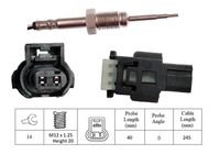 LUCAS LGS7245 - Sistema de escape: antes de filtro de partículos<br>Peso [kg]: 0,054<br>Medida de rosca: M12 x 1.25<br>Ancho de llave: 14<br>Longitud de cable [mm]: 200<br>Número de enchufes de contacto: 2<br>Profundidad de montaje [mm]: 30<br>Color de carcasa: negro<br>Forma del enchufe: oval<br>Ángulo [°]: 0<br>peso neto [kg]: 0,03<br>