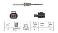 LUCAS LGS7302 - Lado de montaje: antes de filtro de partículos<br>Longitud total [mm]: 438<br>Longitud de cable [mm]: 315<br>Profundidad de montaje [mm]: 39<br>Forma del enchufe: en forma de d<br>Rosca empalme: M12x1.25-6e<br>Número de pines: 2<br>Temperatura de trabajo hasta [°C]: 1000<br>