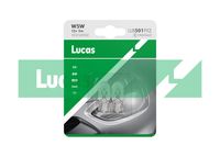 LUCAS LLB501PX2 - Lado de montaje: Capó trasero<br>Equipamiento de vehículo: para vehículos sin luces traseras LED<br>Tensión [V]: 12<br>Potencia nominal [W]: 5<br>Tipo de lámpara: W5W<br>Cantidad: 2<br>Versión: Twin Clam<br>Especificación: 24/7 Long Life<br>Especificación: Upgrade<br>Modelo de zócalo, bombilla incandescente: W2.1x9.5d<br>