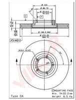 VILLAR 6280320 - año construcción hasta: 08/1994<br>Tamaño de llanta [pulgada]: 14,0<br>Lado de montaje: Eje delantero<br>Tipo de disco de frenos: ventilado<br>Diámetro exterior [mm]: 254<br>Espesor de disco de frenos [mm]: 24,3<br>Diámetro de centrado [mm]: 79<br>Altura [mm]: 43<br>Espesor mínimo [mm]: 22,2<br>Llanta, nº de taladros: 5<br>Peso [kg]: 11,6<br>