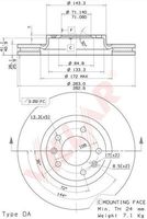 VILLAR 6281118 - año construcción hasta: 09/2009<br>Lado de montaje: Eje delantero<br>Tipo de disco de frenos: ventilado<br>Superficie: revestido<br>Diámetro exterior [mm]: 283<br>Espesor de disco de frenos [mm]: 26<br>Diámetro de centrado [mm]: 71,1<br>Altura [mm]: 48<br>Espesor mínimo [mm]: 24<br>Llanta, nº de taladros: 5<br>Peso [kg]: 14,69<br>