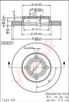 VILLAR 6281775 - Lado de montaje: Eje trasero<br>Tipo de disco de frenos: macizo<br>Diámetro exterior [mm]: 245<br>Espesor de disco de frenos [mm]: 10<br>Diámetro de centrado [mm]: 68<br>Altura [mm]: 59,2<br>Espesor mínimo [mm]: 8<br>Llanta, nº de taladros: 4<br>Homologación: ECE-R90<br>Peso [kg]: 7,27<br>