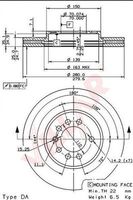 VILLAR 6280487 - año construcción desde: 01/2007<br>año construcción hasta: 10/2010<br>Lado de montaje: Eje delantero<br>Tipo de disco de frenos: ventilado<br>Superficie: revestido<br>Diámetro exterior [mm]: 280<br>Espesor de disco de frenos [mm]: 25<br>Diámetro de centrado [mm]: 70<br>Altura [mm]: 42<br>Espesor mínimo [mm]: 22<br>Llanta, nº de taladros: 5<br>Peso [kg]: 13,73<br>