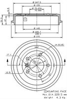 VILLAR 6270055 - Lado de montaje: Eje trasero<br>Dinámica de frenado / conducción: para vehículos sin ABS<br>Diámetro interior de tambor de freno [mm]: 229<br>Rebajado máx. tambor de freno [mm]: 229,5<br>H tamb. freno interna [mm]: 47<br>Número de orificios: 5<br>corona de agujeros - Ø [mm]: 120<br>SVHC: No hay información disponible, diríjase al fabricante.<br>