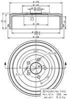 VILLAR 6270081 - Lado de montaje: Eje trasero<br>año construcción desde: 02/2000<br>Restricción de fabricante: BENDIX<br>Diámetro interior de tambor de freno [mm]: 255<br>Rebajado máx. tambor de freno [mm]: 256<br>H tamb. freno interna [mm]: 67<br>Número de orificios: 5<br>corona de agujeros - Ø [mm]: 98<br>SVHC: No hay información disponible, diríjase al fabricante.<br>