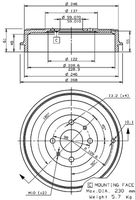 VILLAR 6270141 - Lado de montaje: Eje trasero<br>Diámetro interior de tambor de freno [mm]: 228<br>Rebajado máx. tambor de freno [mm]: 228,7<br>H tamb. freno interna [mm]: 48<br>Número de orificios: 4<br>corona de agujeros - Ø [mm]: 98<br>SVHC: No hay información disponible, diríjase al fabricante.<br>