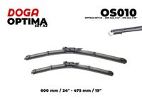 DOGA OS010 - Lado de montaje: lado del conductor<br>Adaptador de ajuste: C<br>Tipo de escobilla: Escobilla con hoja plana<br>Lado de montaje: delante<br>Longitud [mm]: 600<br>Longitud [pulgada]: 24<br>