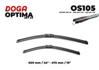 DOGA OS105 - Lado de montaje: lado del conductor<br>Adaptador de ajuste: B2<br>Tipo de escobilla: Escobilla con hoja plana<br>Lado de montaje: delante<br>Longitud [mm]: 600<br>Longitud [pulgada]: 24<br>