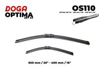 DOGA OS110 - Lado de montaje: lado del conductor<br>Adaptador de ajuste: B2<br>Tipo de escobilla: Escobilla con hoja plana<br>Lado de montaje: delante<br>Longitud [mm]: 650<br>Longitud [pulgada]: 26<br>