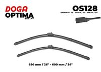 DOGA OS128 - Lado de montaje: lado del conductor<br>Vehículo con dirección a la izquierda / derecha: para vehic. dirección izquierda<br>Equipamiento de vehículo: Para vehíc. sin inyect. agua integr. en escobilla limpiapar.<br>Adaptador de ajuste: H<br>Lado de montaje: delante<br>Tipo de escobilla: Escobilla con hoja plana<br>Styling: con spoiler<br>Unidad de cantidad: Pieza<br>Longitud [mm]: 650<br>Longitud [pulgada]: 26<br>