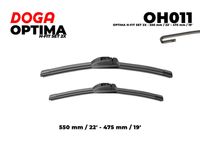 DOGA OH011 - Lado de montaje: lado del conductor<br>Adaptador de ajuste: A<br>Tipo de escobilla: Escobilla con hoja plana<br>Lado de montaje: delante<br>Longitud [mm]: 550<br>Longitud [pulgada]: 22<br>