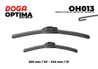 DOGA OH013 - Lado de montaje: lado del conductor<br>Adaptador de ajuste: A<br>Tipo de escobilla: Escobilla con hoja plana<br>Lado de montaje: delante<br>Longitud [mm]: 650<br>Longitud [pulgada]: 26<br>