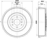 BLUE PRINT ADN14722 - Lado de montaje: Eje trasero<br>H tamb. freno interna [mm]: 72,5<br>Número de taladros: 6<br>corona de agujeros - Ø [mm]: 68<br>Diámetro interior de tambor de freno [mm]: 295<br>Superficie: barnizado<br>H tamb. freno total [mm]: 88,6<br>Diámetro de centrado [mm]: 68<br>