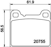 HELLA PAGID 8DB355008801 - Sistema de frenos: ATE<br>Longitud [mm]: 61,7<br>Ancho [mm]: 56,5<br>Homologación: ECE R90 Approved<br>Lado de montaje: Eje trasero<br>Espesor/grosor 1 [mm]: 14,5<br>Peso [kg]: 0,759<br>