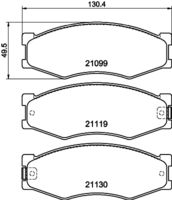 HELLA PAGID 8DB355005621 - Longitud [mm]: 130,1<br>Ancho [mm]: 49,5<br>Homologación: ECE R90 Approved<br>Lado de montaje: Eje delantero<br>Espesor/grosor 1 [mm]: 16,5<br>Peso [kg]: 1,4<br>