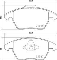 HELLA PAGID 8DB355023151 - Lado de montaje: Eje trasero<br>Número de PR: 1KT<br>Número de PR: 1KV<br>Ancho [mm]: 87<br>Altura [mm]: 53<br>Espesor [mm]: 17,2<br>Contacto avisador de desgaste: no preparado para indicador de desgaste<br>Artículo complementario / información complementaria 2: con tornillos pinza freno<br>Artículo complementario/Información complementaria: con accesorios<br>Número de WVA: 23554<br>Sistema de frenos: Lucas<br>Peso [kg]: 1<br>Nº de información técnica: T5075<br>