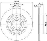 HELLA PAGID 8DD355133061 - Espesor de disco de frenos [mm]: 12<br>Llanta, nº de taladros: 5<br>Cantidad de agujeros de fijación: 1<br>Espesor [mm]: 42,6<br>Diámetro exterior [mm]: 320<br>corona de agujeros - Ø [mm]: 112<br>Superficie: revestido<br>Tipo de disco de frenos: macizo<br>Lado de montaje: Eje trasero<br>Espesor mínimo [mm]: 10,3<br>Diámetro de centrado [mm]: 67<br>Peso [kg]: 5,85<br>