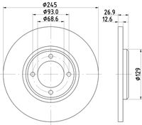 HELLA PAGID 8DD355100021 - Lado de montaje: Eje delantero<br>Diámetro exterior [mm]: 248<br>Tipo de disco de frenos: macizo<br>Espesor de disco de frenos [mm]: 12,7<br>Espesor mínimo [mm]: 11,4<br>Número de orificios: 4<br>Par apriete [Nm]: 10,5<br>Superficie: barnizado<br>Color: negro<br>