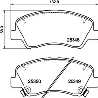 HELLA PAGID 8DB355020231 - Longitud [mm]: 132,7<br>Ancho [mm]: 58,1<br>Homologación: ECE R90 Approved<br>Artículo complementario/Información complementaria: con alojamiento de muelle de retención<br>Artículo complementario / información complementaria 2: Chapa antichirridos<br>Lado de montaje: Eje delantero<br>Espesor/grosor 1 [mm]: 16,8<br>Contacto avisador de desgaste: con avisador acústico de desgaste<br>Peso [kg]: 1,68<br>