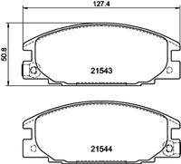 HELLA PAGID 8DB355016341 - Longitud [mm]: 127,1<br>Ancho [mm]: 51<br>Homologación: ECE R90 Approved<br>Lado de montaje: Eje delantero<br>Espesor/grosor 1 [mm]: 16<br>Contacto avisador de desgaste: con avisador acústico de desgaste<br>Peso [kg]: 1,463<br>