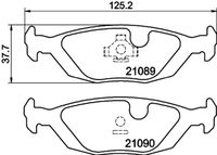 HELLA PAGID 8DB355007521 - Lado de montaje: Eje delantero<br>Código FMSI: D403-7292<br>Sistema de frenos: Continental<br>Artículo complementario / información complementaria 2: Chapa antichirridos<br>Artículo complementario/Información complementaria: sin accesorios<br>Material del forro de fricción: Low-Metallic<br>Contacto avisador de desgaste: no preparado para indicador de desgaste<br>Ancho 1 [mm]: 156,7<br>Ancho 2 [mm]: 156,3<br>Altura 1 [mm]: 54,9<br>Altura 2 [mm]: 54,9<br>Espesor/grosor 1 [mm]: 19,2<br>Espesor/grosor 2 [mm]: 19,2<br>Número de WVA: 21154<br>Número de WVA: 21155<br>