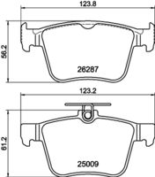 HELLA PAGID 8DB355044951 - Lado de montaje: Eje delantero<br>Número de PR: 1LA<br>Número de PR: 1LW<br>Ancho [mm]: 175,2<br>Altura [mm]: 69,5<br>Espesor [mm]: 20<br>Contacto avisador de desgaste: con contacto de aviso de desgaste incorporado<br>Número de indicadores de desgaste [por eje]: 1<br>Artículo complementario / información complementaria 2: con tornillos pinza freno<br>Número de WVA: 24738<br>Sistema de frenos: TRW<br>Peso [kg]: 2,81<br>Nº de información técnica: T2488<br>