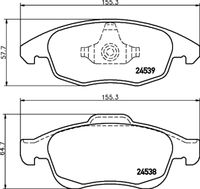 HELLA PAGID 8DB355013341 - Longitud [mm]: 87<br>Ancho [mm]: 52,9<br>Homologación: ECE R90 Approved<br>Lado de montaje: Eje trasero<br>Espesor/grosor 1 [mm]: 16,7<br>Peso [kg]: 0,87<br>Artículo complementario / información complementaria 2: con tornillos<br>